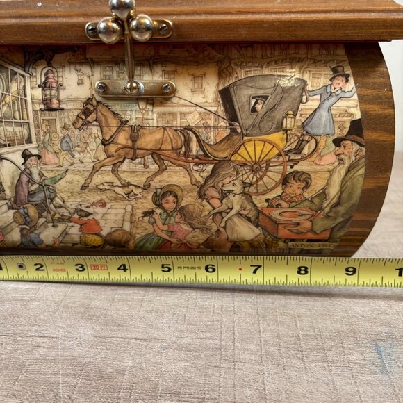 Vtg Decoupage Wooden Purse - Picture 12 of 14